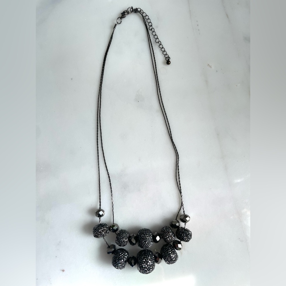 Elegant Black Pave Bead Necklace - Women Jewelry